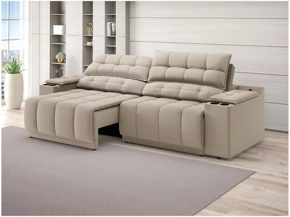 Sofá Retrátil e Reclinável 3 Lugares Velosuede Quebec Next Sofas