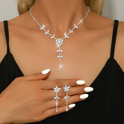 Conjunto Colar e Brincos Zircônia Gota com Franjas - Festa e Formatura