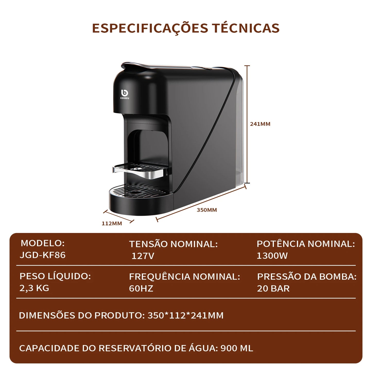 Cafeteira Espresso CM-CO1 20 Bar com Reservatório 900ml – COIBEU