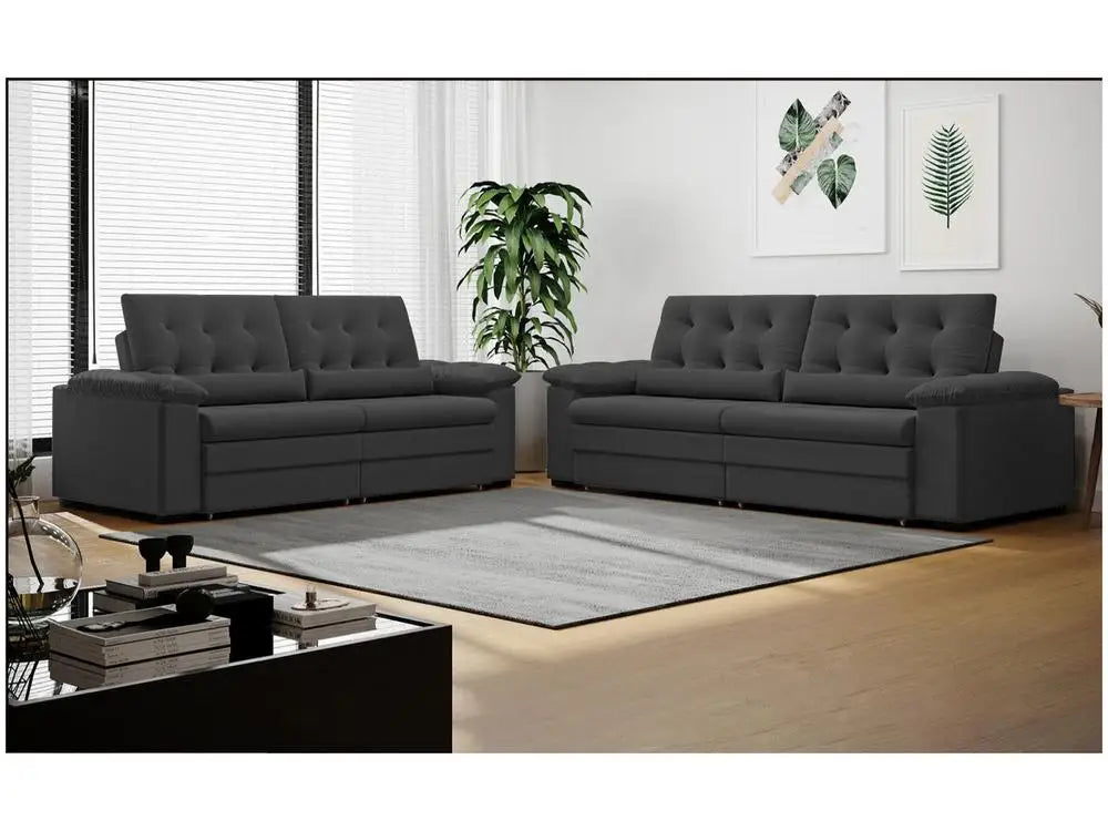 Conjunto Sofá 2 e 3 Lugares Retrátil Suede Colombia SMP