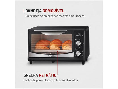 Forno Elétrico de Bancada Mondial Pratic Cook FR-09 6L Preto com Timer – 110V