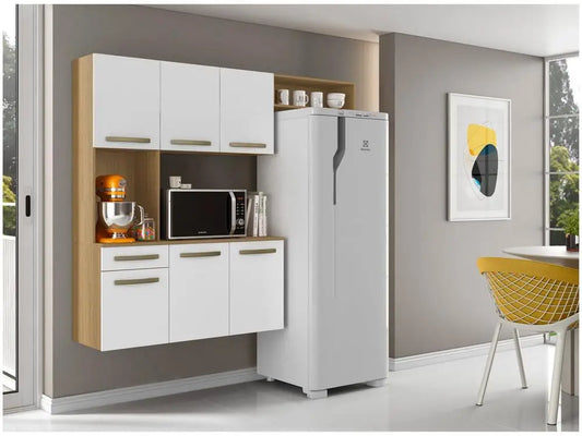 Cozinha Compacta Aramóveis Carol com Balcão 6 Portas 1 Gaveta