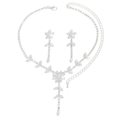 Conjunto Colar e Brincos Zircônia Gota com Franjas - Festa e Formatura