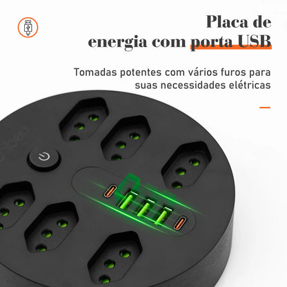 Filtro de Linha 2M com USB Proteção Sobrecarga Tomadas Coibeu