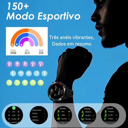 Smartwatch AURAFIT AM29 Tela AMOLED 1.43" Carregamento Sem Fio 100+ Modos Monitor Saúde IP68 Strava