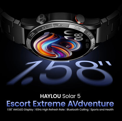 Smartwatch HAYLOU Solar 5 1.58" AMOLED - Relógio Inteligente Premium