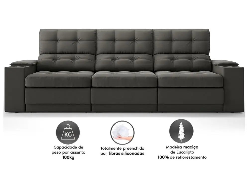 Sofá Retrátil e Reclinável 4 Lugares Velosuede Neon Next Sofas