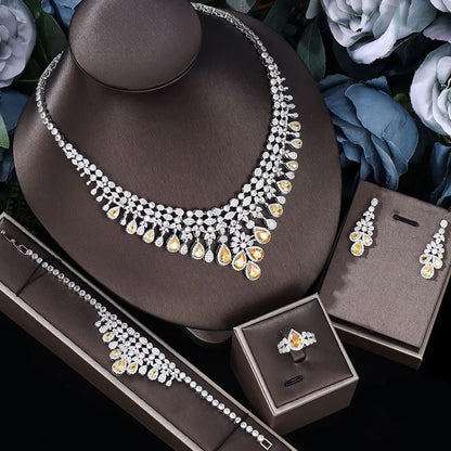 Conjunto 4 Peças Joias Noiva Zircônia Festa Feminino Elegante