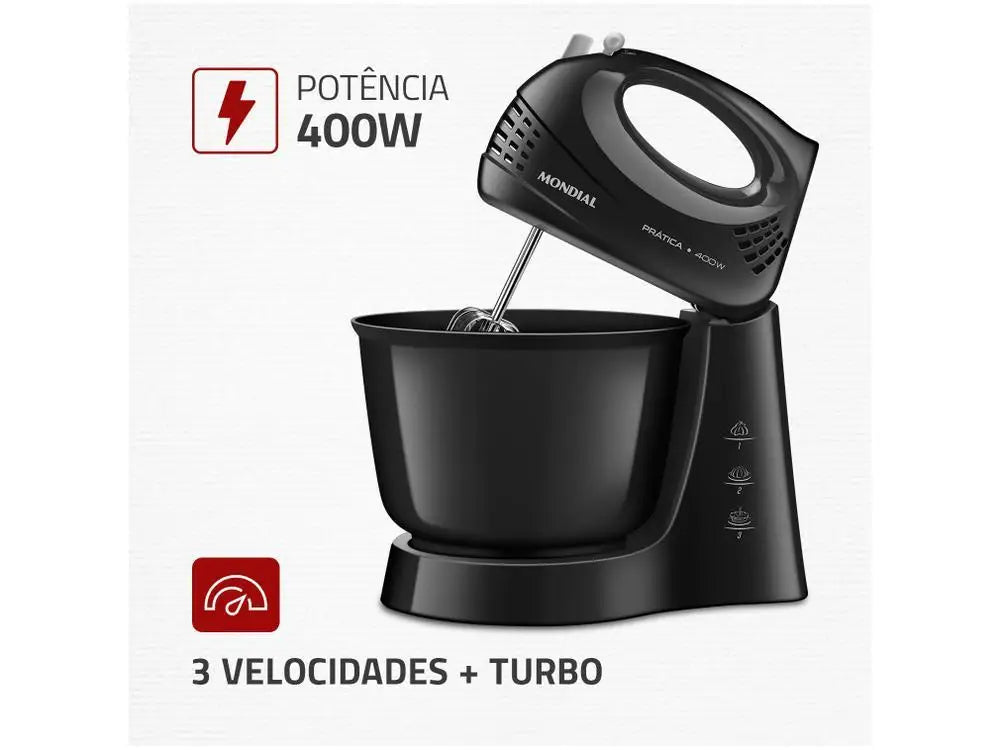 Batedeira Manual Mondial Practice B-44-B 400W Preta - 220V