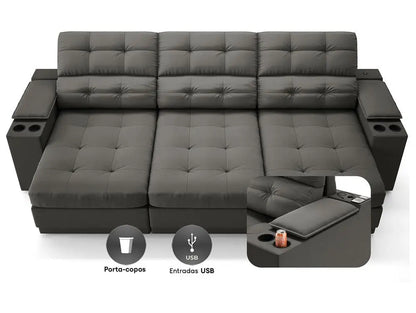 Sofá Retrátil e Reclinável 4 Lugares Velosuede Neon Next Sofas