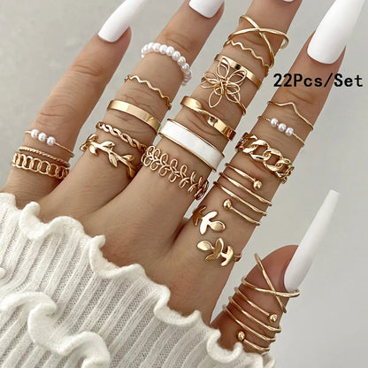 Conjunto 28 Peças Anéis Fashion Geométricos Feminino Cristal Coração