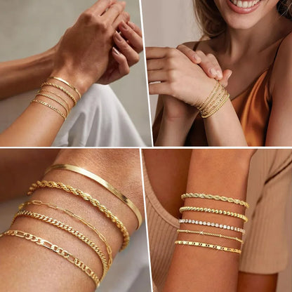 Pulseira Feminina Aço Inoxidável Empilhável Antialérgica