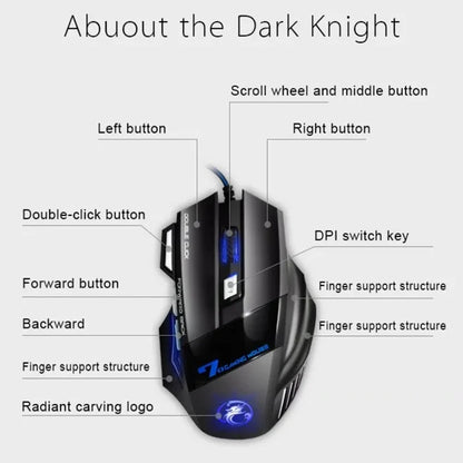 Mouse Gamer X7 Ergonômico com LED - 5500 DPI Ajustável para PC e Notebook