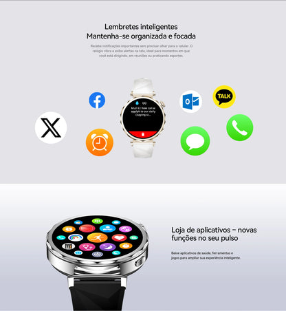 Smartwatch Feminino AURAIF ELLA 4 Monitor Freq Cardíaca Sono Esportes