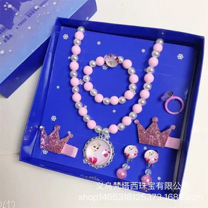 Conjunto 7 Peças Joias Infantil Disney Frozen Colar Presente Meninas Brinquedo