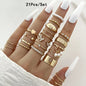 Conjunto 28 Peças Anéis Fashion Geométricos Feminino Cristal Coração
