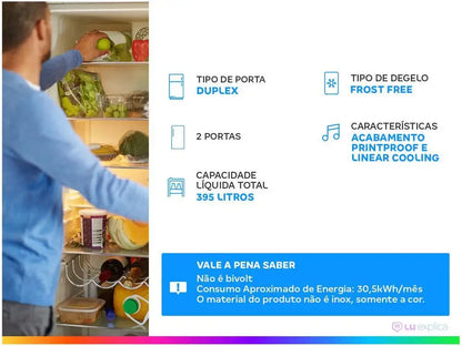Geladeira LG Frost Free Duplex 395L - 110V | Freezer Superior e Sistema Anticongelamento