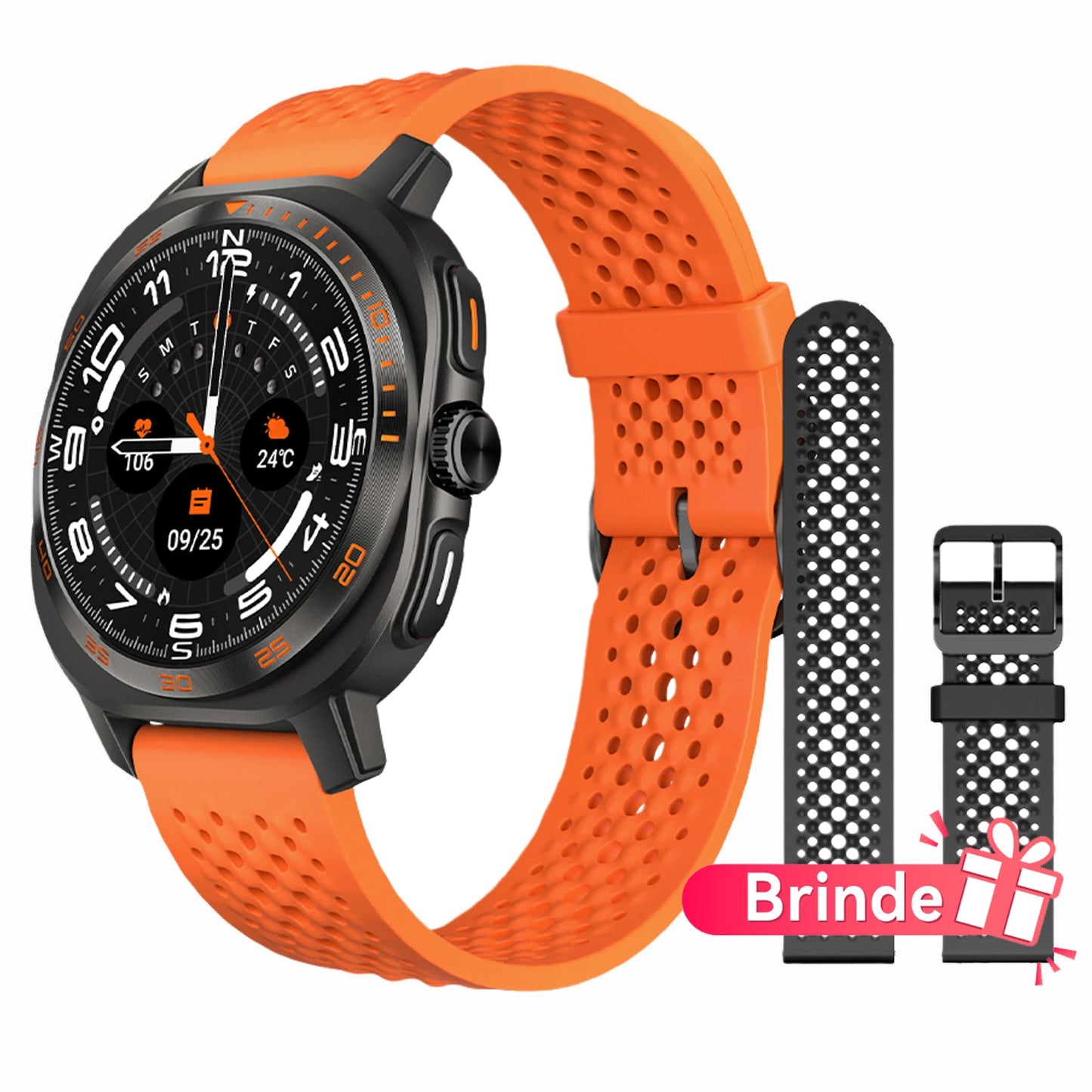 Smartwatch Esportivo Tela AMOLED 1.43" Papel de Parede Personalizado Chamadas Sem Fio Alertas Unissex