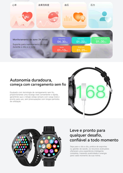 Smartwatch AURAFIT AM29 Tela AMOLED 1.43" Carregamento Sem Fio 100+ Modos Monitor Saúde IP68 Strava