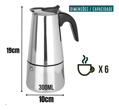 Cafeteira Italiana Moka em Aço Inoxidável – 9 Xícaras.