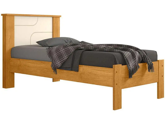 Cama Solteiro Pérola Canela e Off White Madesa