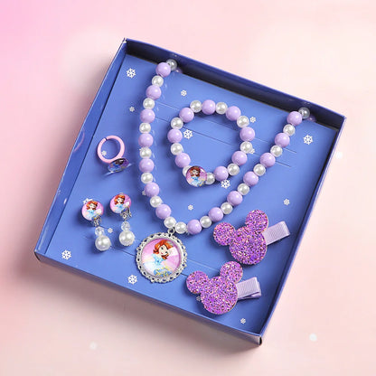 Conjunto 7 Peças Joias Infantil Disney Frozen Colar Presente Meninas Brinquedo