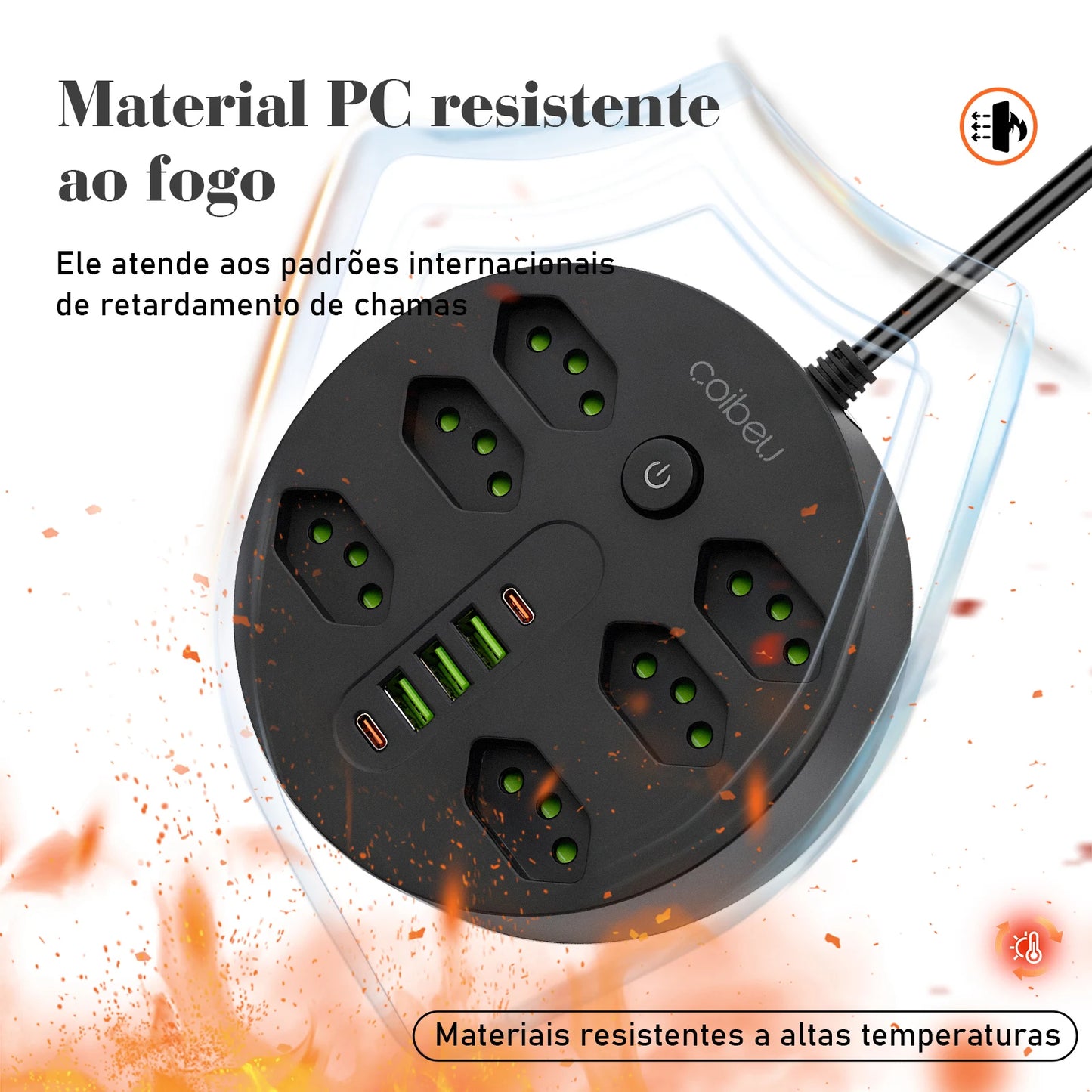 Filtro de Linha 2M com USB Proteção Sobrecarga Tomadas Coibeu
