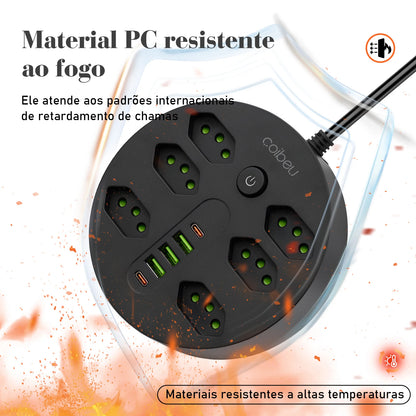 Filtro de Linha 2M com USB Proteção Sobrecarga Tomadas Coibeu