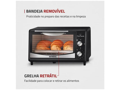 Forno Elétrico de Bancada Mondial Pratic Cook FR-09 6L Preto com Timer – 220V