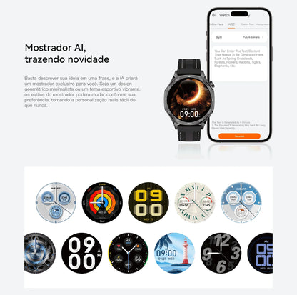 Smartwatch AURAFIT AM29 Tela AMOLED 1.43" Carregamento Sem Fio 100+ Modos Monitor Saúde IP68 Strava