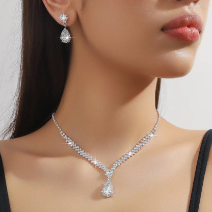 Conjunto 3 Peças Colar e Brincos Feminino Gota D'Água Fashion
