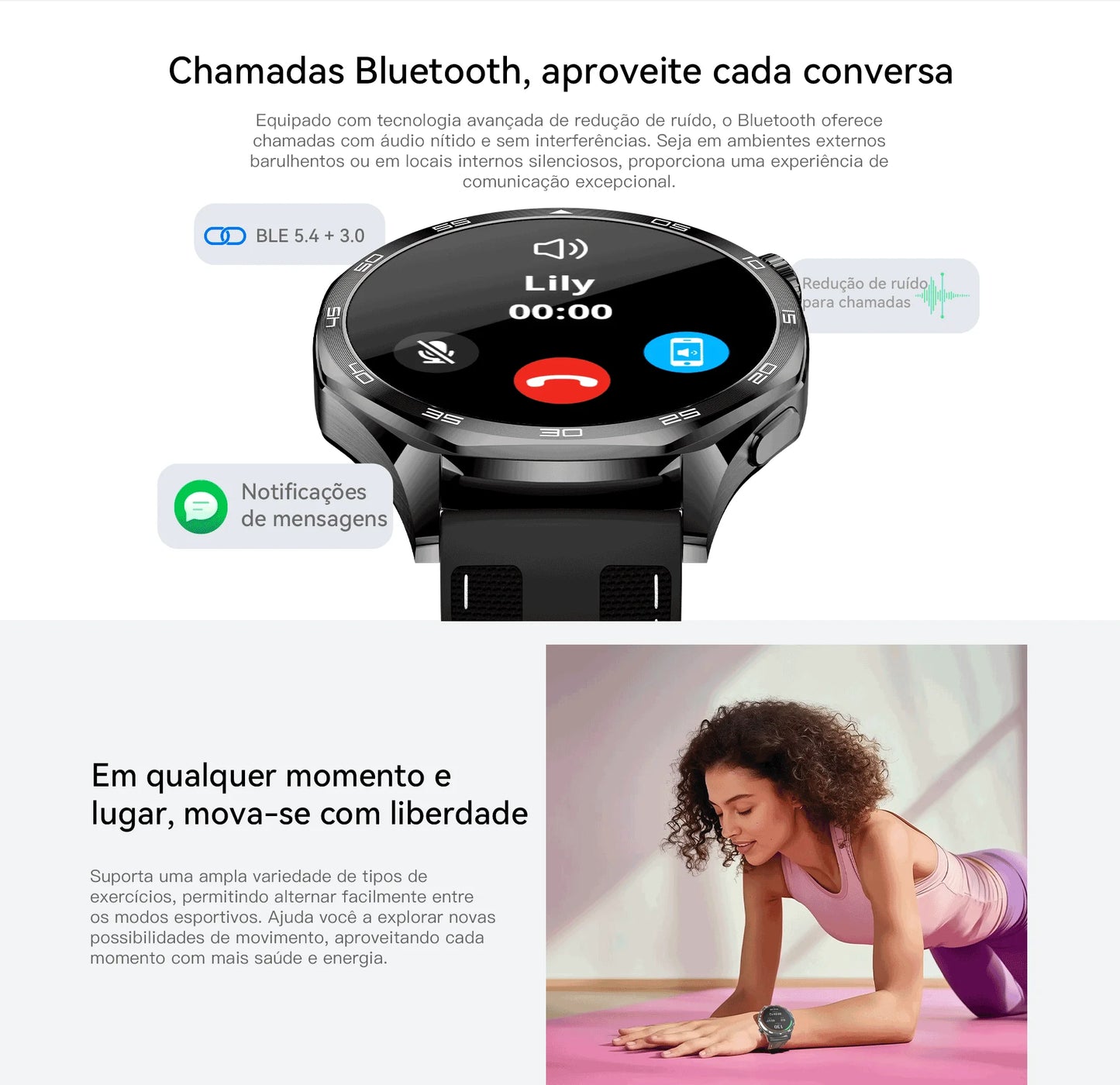 Smartwatch AURAFIT AM29 Tela AMOLED 1.43" Carregamento Sem Fio 100+ Modos Monitor Saúde IP68 Strava