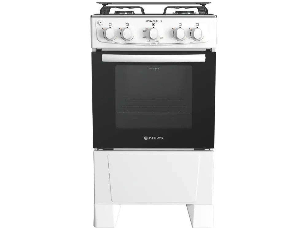 Fogão 4 Bocas Atlas Inox Branco Monaco Plus - Bivolt