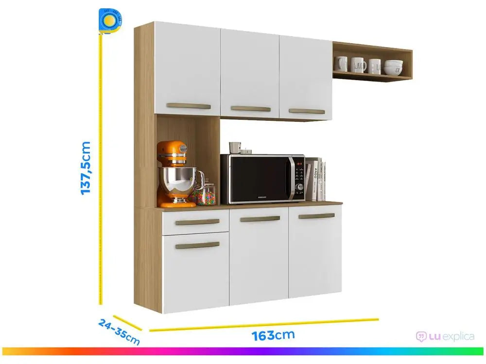 Cozinha Compacta Aramóveis Carol com Balcão 6 Portas 1 Gaveta