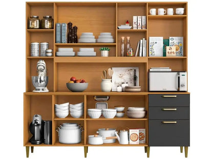 Armário de Cozinha Completo Aramobile Mega Kit 9 Portas 2 Gavetas