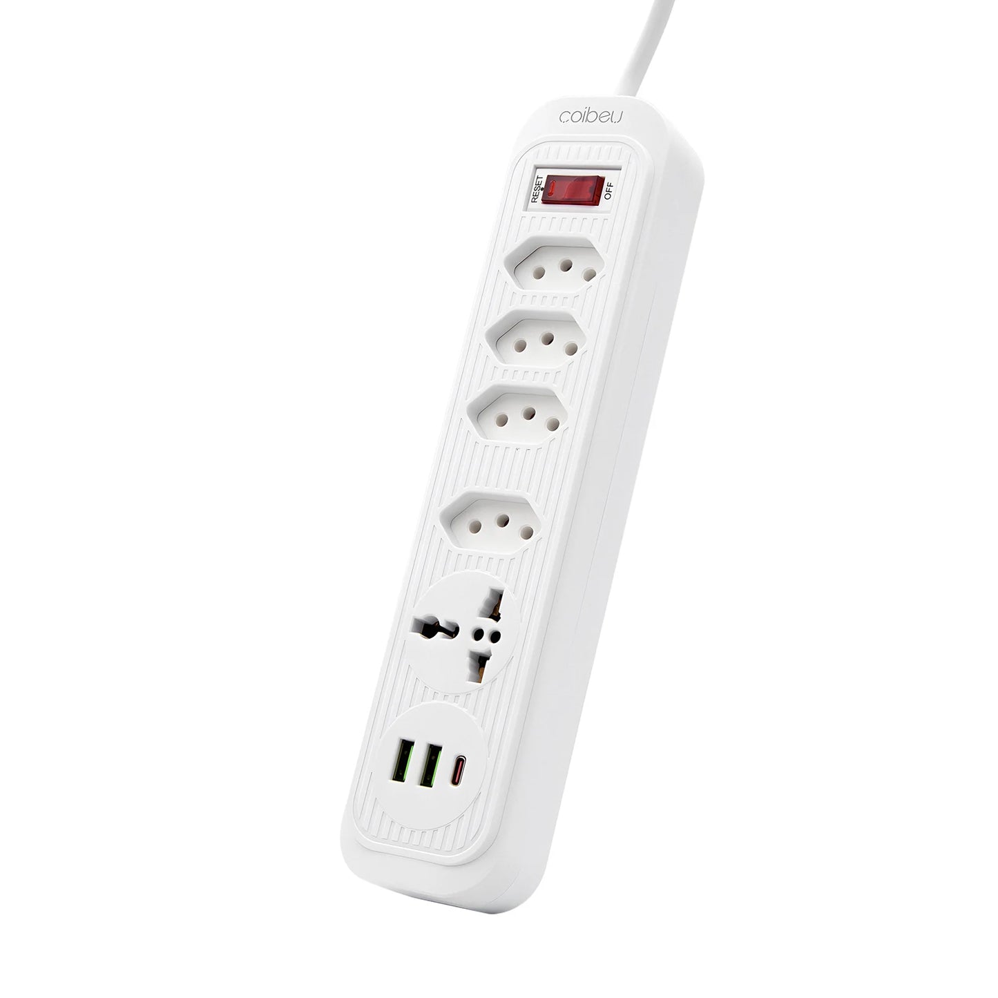 Extensão De 4 Tomadas Com 3 Usb Branco Bivolt 2 Metros Preto, Extensão Tomada,Suporte a Tensão de 110-220V, Potência de 2500W，