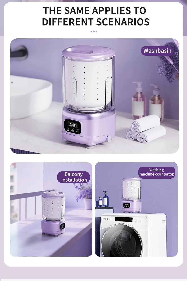 Mini Lavadora Portátil Sem Fio 2L – Roupa Íntima, Meias e Roupas de Pet
