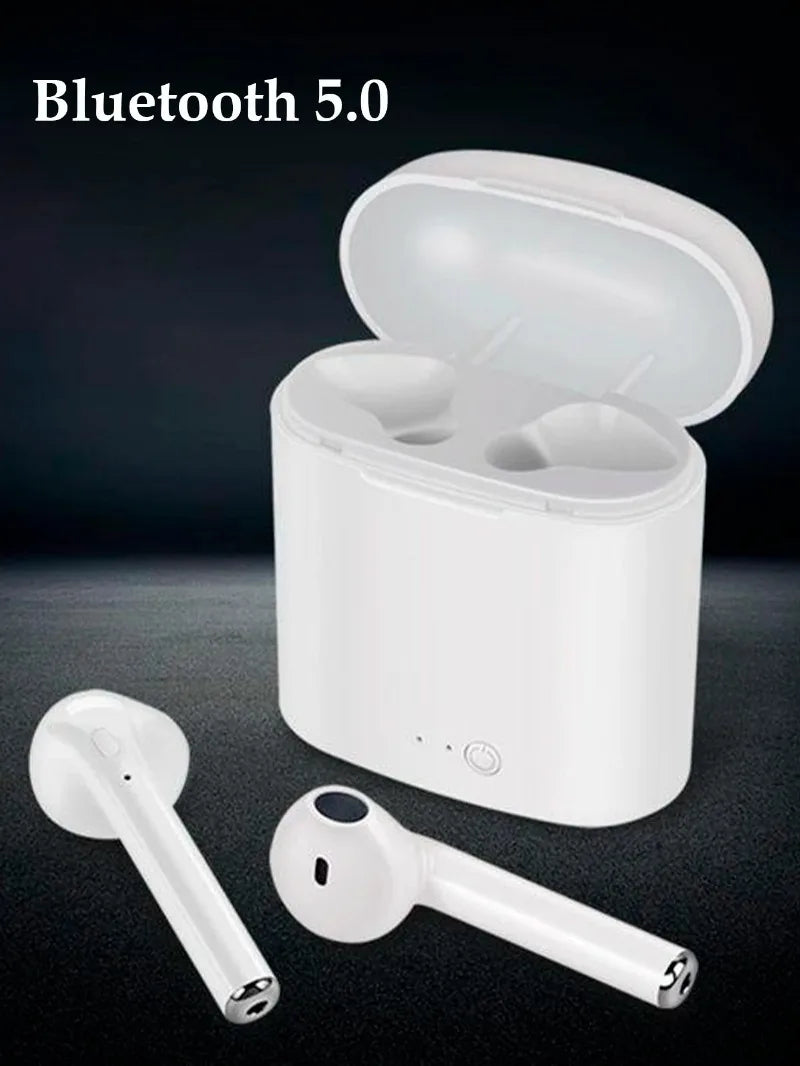 Fone de Ouvido I7S TWS Bluetooth Sem Fio - Earbuds com Estojo Carregador