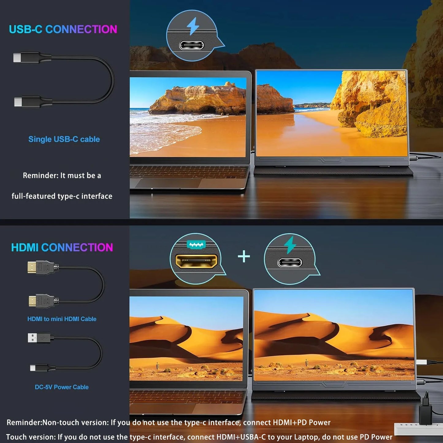 Monitor Portátil Touch 15.6" - Tela Sensível ao Toque Móvel
