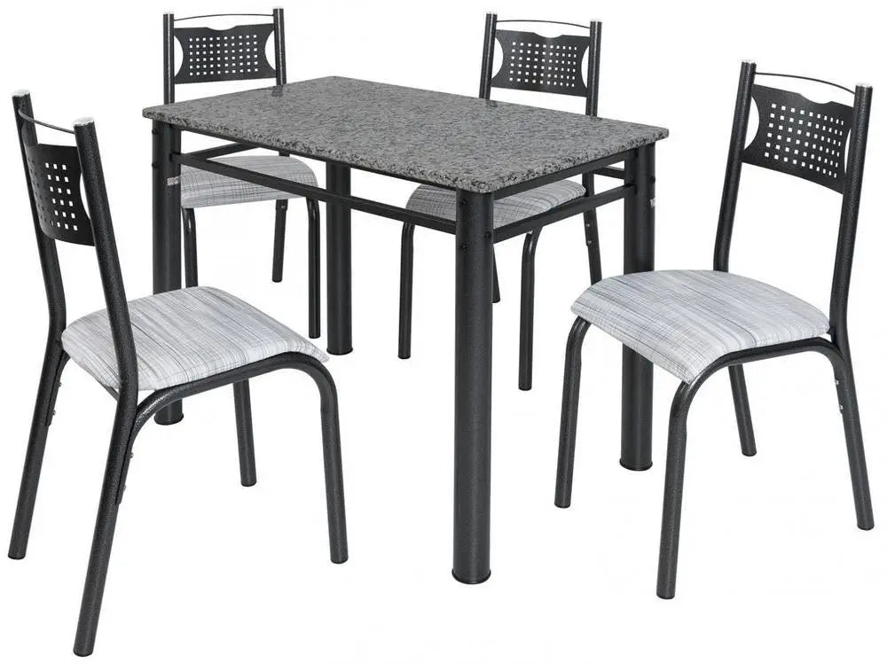 Conjunto Mesa de Cozinha Retangular 4 Cadeiras Poeme Madesa