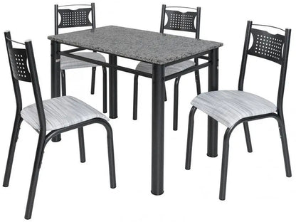 Conjunto Mesa de Cozinha Retangular 4 Cadeiras Poeme Madesa
