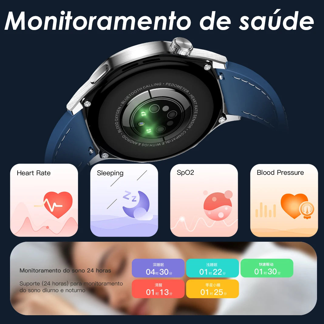 Smartwatch AURAFIT AM29 Tela AMOLED 1.43" Carregamento Sem Fio 100+ Modos Monitor Saúde IP68 Strava