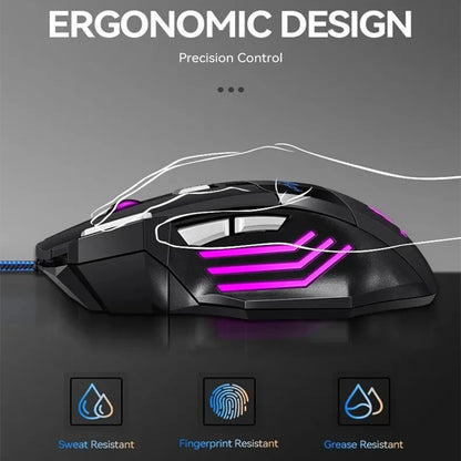 Mouse Gamer X7 Ergonômico com LED - 5500 DPI Ajustável para PC e Notebook