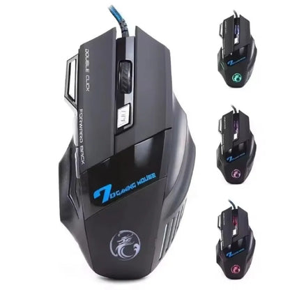 Mouse Gamer X7 Ergonômico com LED - 5500 DPI Ajustável para PC e Notebook