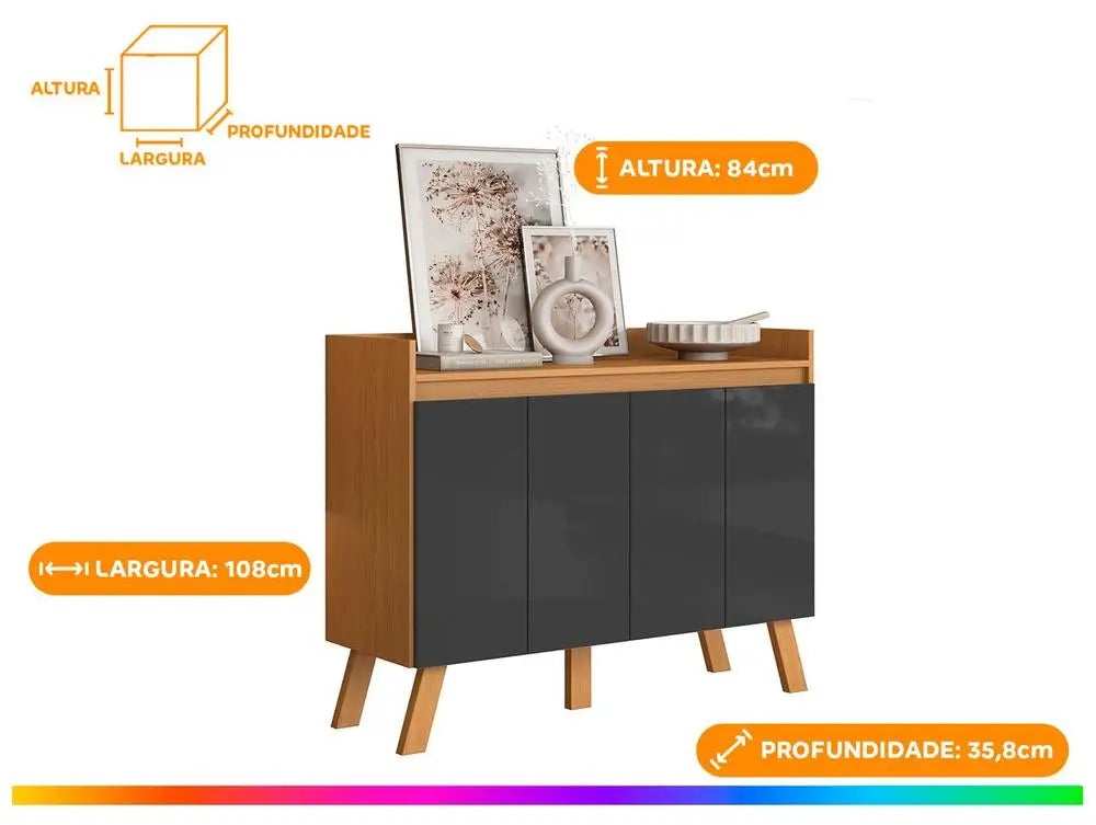 Buffet Moderno Aramobile Lis 4 Portas - Aparador Elegante para Sala