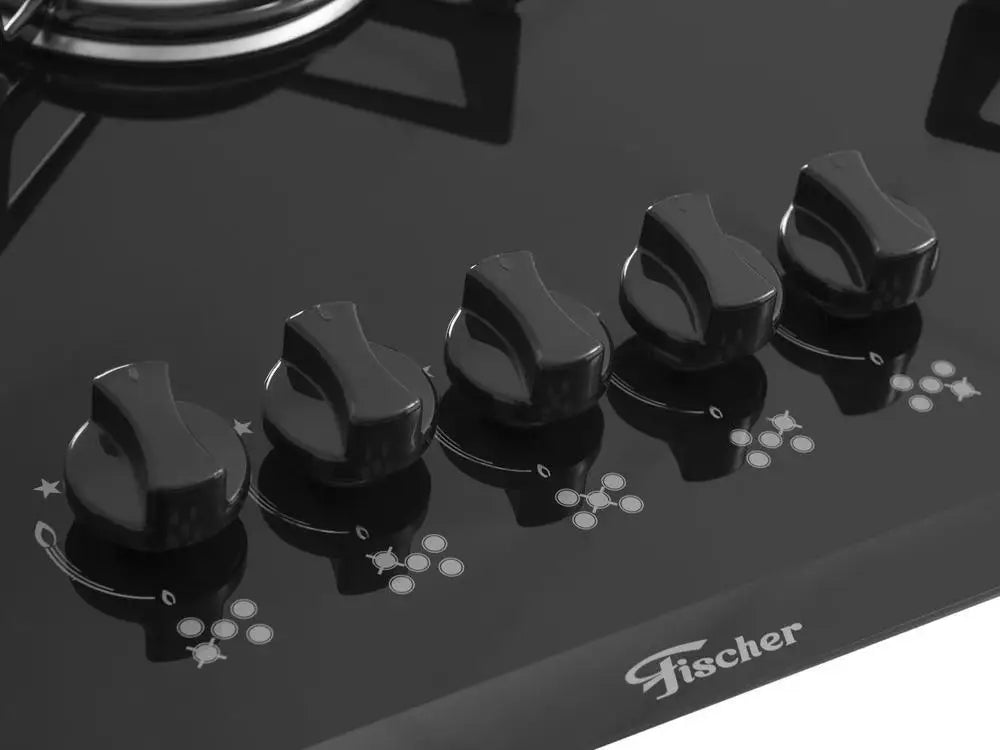 Cooktop 5 Bocas Fischer Preto Gás GLP VP 1642/6985 - Bivolt