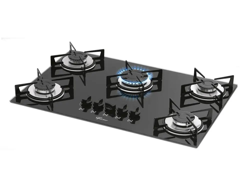 Cooktop 5 Bocas Fischer Preto Gás GLP VP 1642/6985 - Bivolt