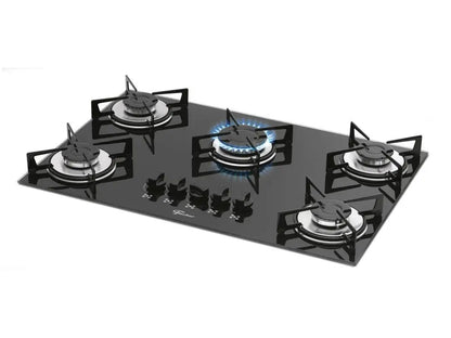 Cooktop 5 Bocas Fischer Preto Gás GLP VP 1642/6985 - Bivolt