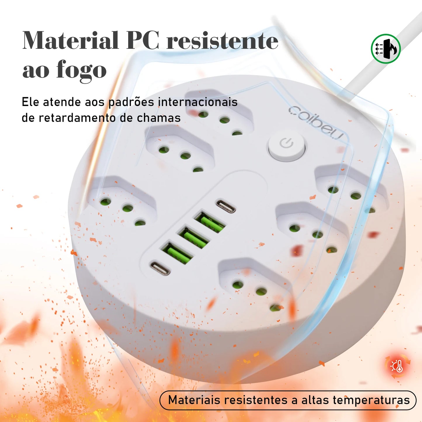 Filtro de Linha Extensão Elétrica Adaptador Tomada 10A 110-220V com USB