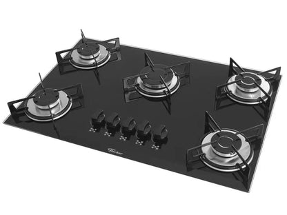 Cooktop 5 Bocas Fischer Preto Gás GLP VP 1642/6985 - Bivolt
